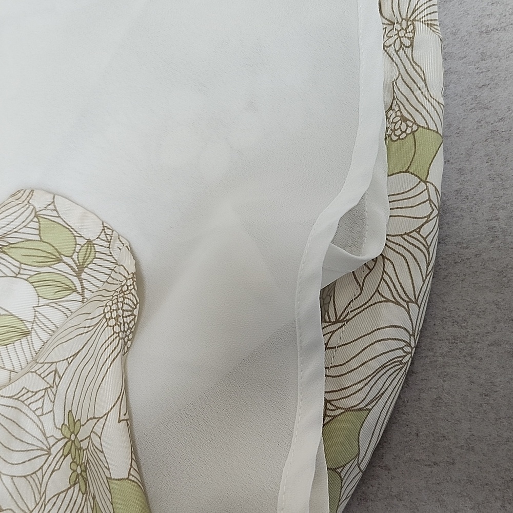 Kate Hill Size 16W Light Floral Print Silk A-Line Skirt light green/white - Picture 7 of 7